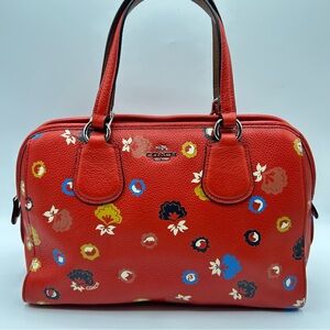Coach Nolita Floral-Print Pebble Leather Satchel Tote Bag (37176)
